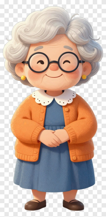 Cartoon Grandmother Smiling PNG