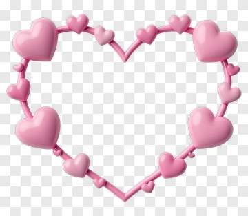 Pink Heart Frame With Smaller Hearts PNG