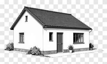 Black And White House With Garden PNG
