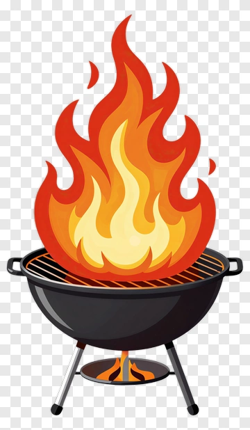 Barbecue Grill With Flames PNG