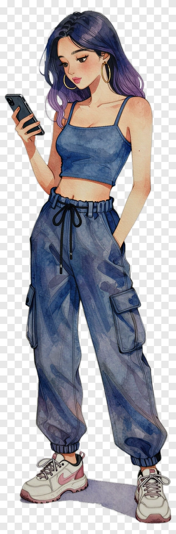Stylish Young Woman Holding A Phone PNG