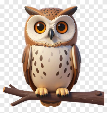 Cartoon Owl Sitting On A Branch PNG