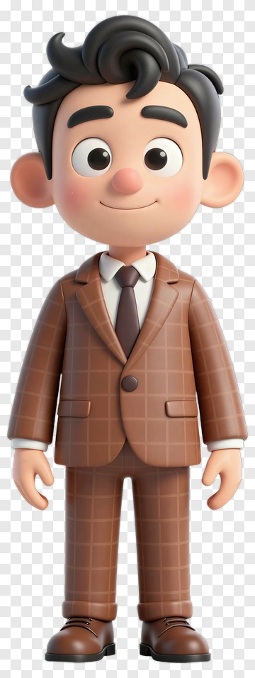 3D Cartoon Businessman In Brown Suit PNG