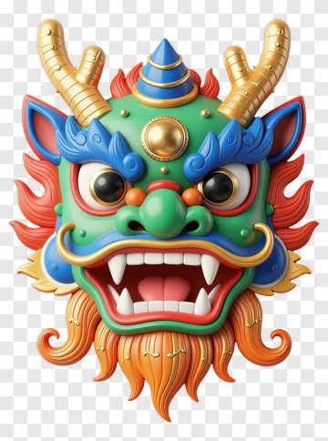 Colorful Dragon Mask PNG