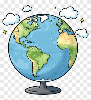 Cartoon Globe With Clouds PNG