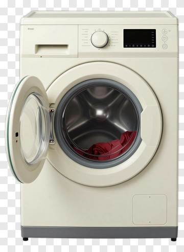 Front-Loading Washing Machine With Open Door PNG