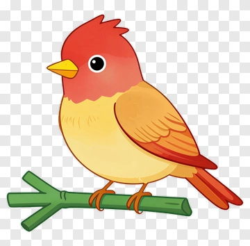 Cartoon Bird Sitting On A Branch PNG