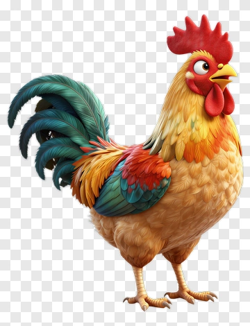 Colorful Cartoon Rooster PNG