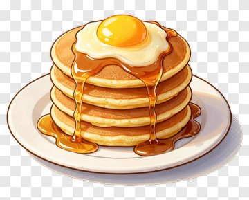 Stack Of Pancakes With Fried Egg And Syrup PNG