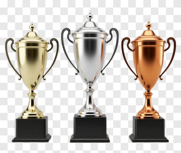 Trophy Collection In Gold, Silver, And Bronze PNG