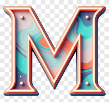 Stylized Letter M With Colorful Swirls PNG