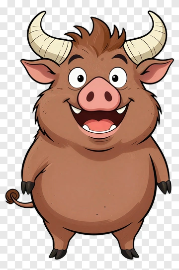 Cartoon Boar With A Big Smile PNG