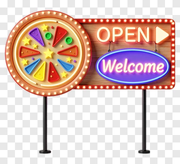 Pizza Welcome Sign With Open Indicator PNG