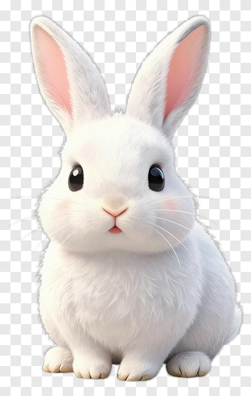 3D White Rabbit PNG