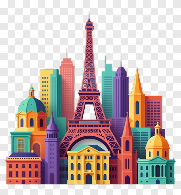 Colorful Paris Cityscape With Eiffel Tower PNG