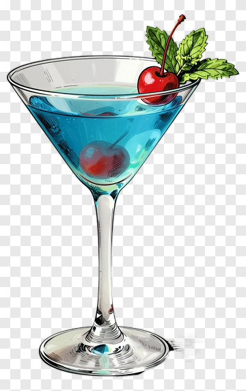 Colorful Cocktail With Cherry And Mint PNG