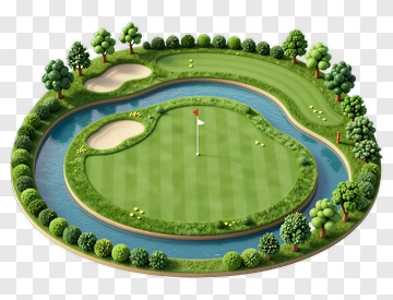 Golf Course With Sand Traps And Trees PNG