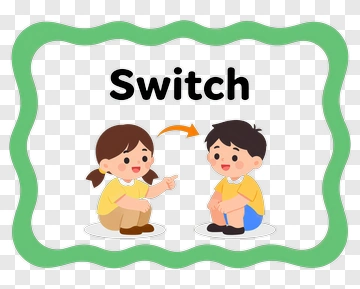 Cartoon Children Playing Switch Game PNG
