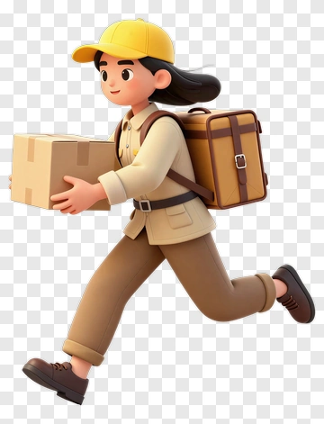 3D Delivery Person Carrying A Package PNG