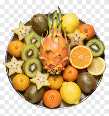 Colorful Fruit Arrangement With Dragon Fruit PNG