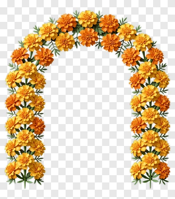 Floral Arch Made Of Marigold Flowers PNG