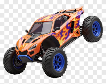 3D Off-Road Rc Car With Flame Design PNG