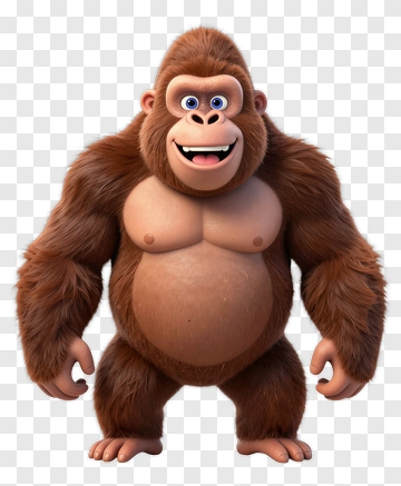 Cartoon Gorilla Smiling Cheerfully PNG