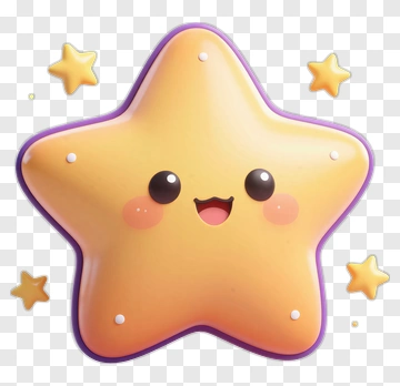 Cartoon Star Character With Happy Expression PNG