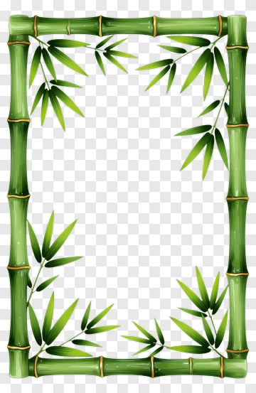 Bamboo Frame With Green Leaves PNG