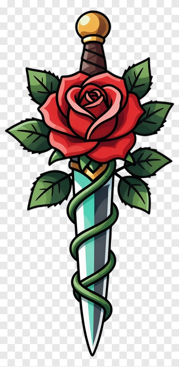 Rose Wrapped Around A Dagger PNG