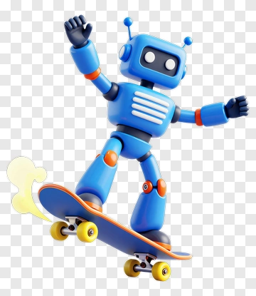3D Robot Skateboarding PNG