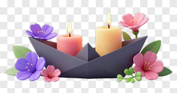Decorative Boat With Candles And Flowers PNG