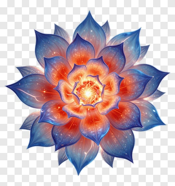 Colorful Flower With Blue And Orange Petals PNG