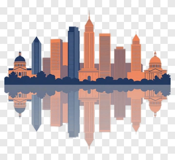 City Skyline Reflection PNG