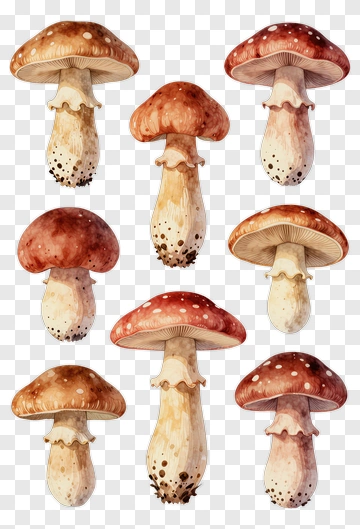 Collection Of Colorful Mushrooms PNG