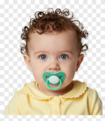 Baby With Curly Hair And Pacifier PNG