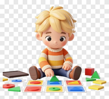 Cartoon Boy Playing With Shape Sorting Toys PNG