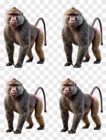 3D Baboon Standing In A Natural Pose PNG