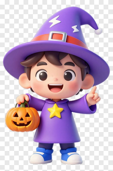 Cartoon Boy Holding A Halloween Pumpkin PNG