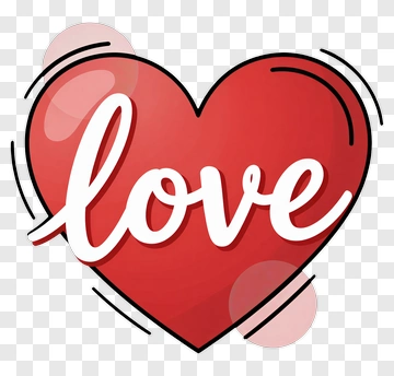 Red Heart With Love Text PNG