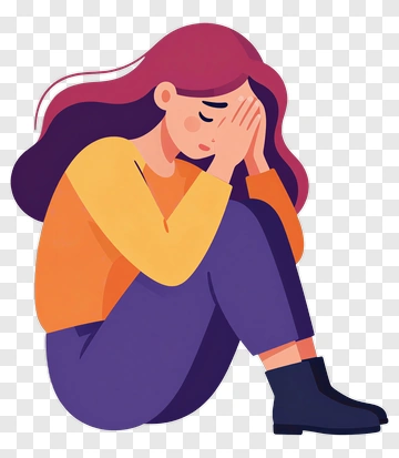 Sad Woman Sitting With Head In Hands PNG