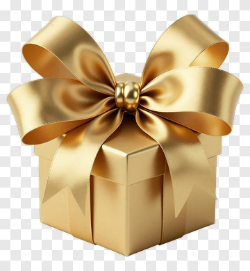Golden Gift Box With Ribbon PNG