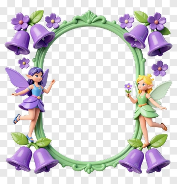 Fairy Frame With Purple Bells And Flowers PNG