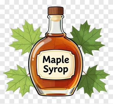 Maple Syrup Bottle With Leaves PNG