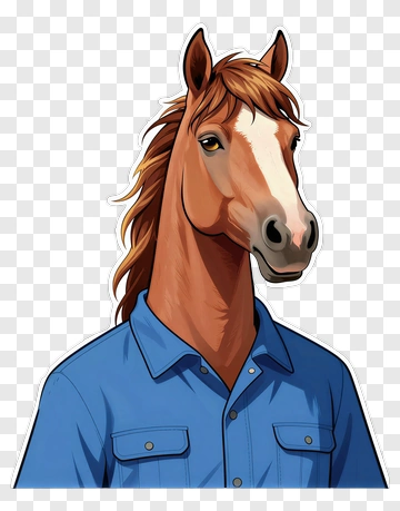 Cartoon Horse Wearing A Blue Shirt PNG