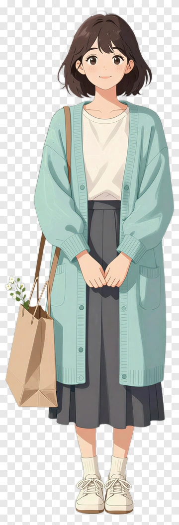 Young Woman Holding A Shopping Bag PNG