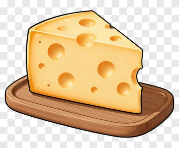 Cartoon Cheese On A Wooden Board PNG