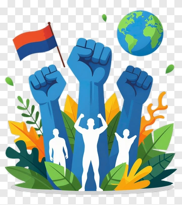Empowerment Concept With Raised Fists And Earth PNG