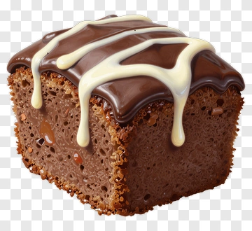 Chocolate Cake Slice With Drizzled Icing PNG