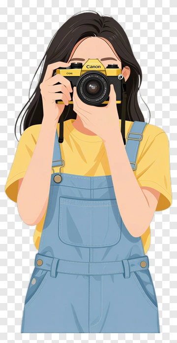 Young Woman Holding A Camera PNG